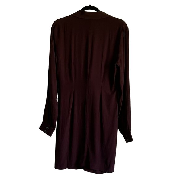 LOFT Womens Long Sleeve Shirt Dress 8 Burgundy Twist Front Detail Professional - Picture 6 of 6